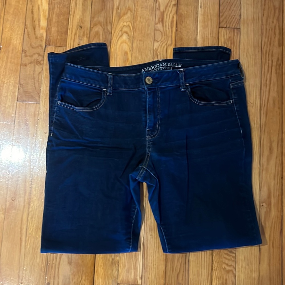 American Eagle Outfitters dark washed blue jeggings size 16